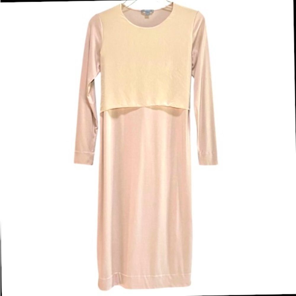 COS Shift Dress with Silk Overlay in Blush Pink Women’s S